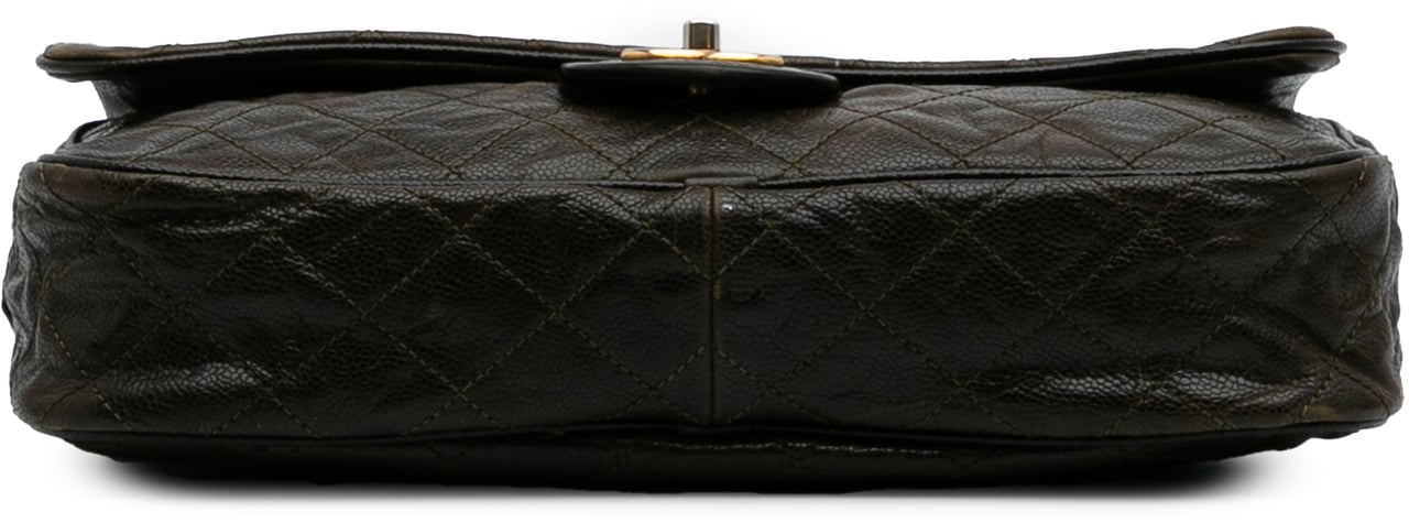 Chanel Large Quilted Glazed Caviar Shiva Flap Bruin
