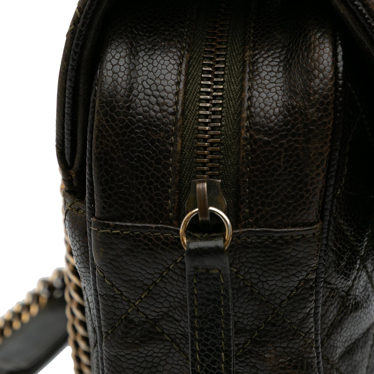 Chanel Large Quilted Glazed Caviar Shiva Flap Bruin