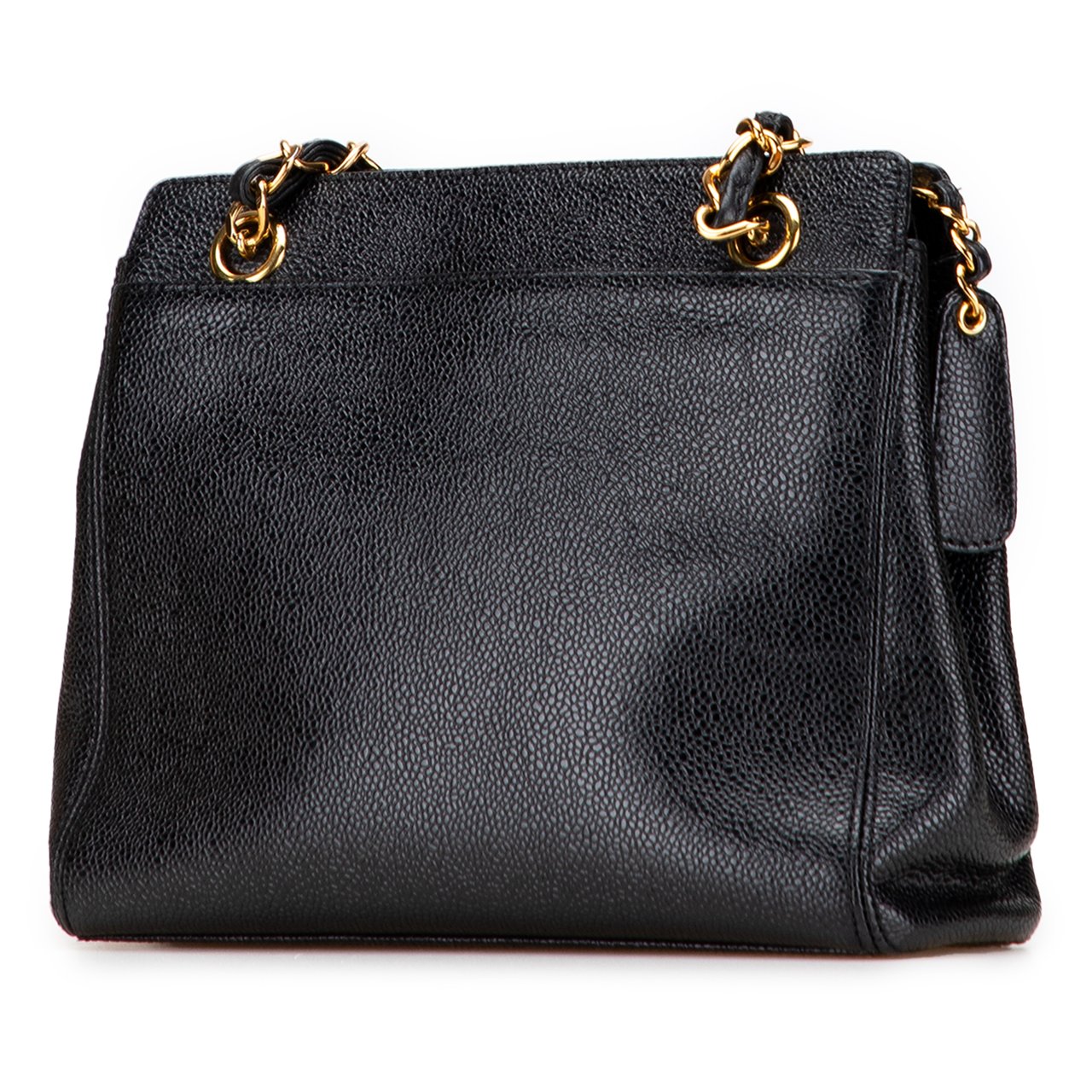 Chanel Caviar Logo Chain Tote Zwart
