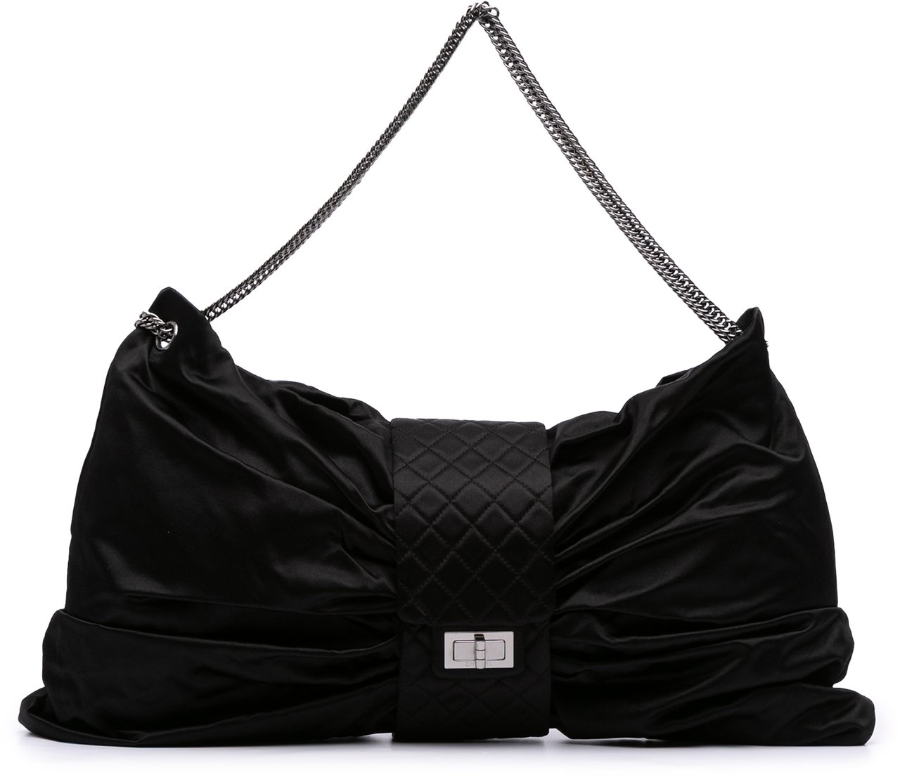 Chanel Large Satin Bow Mademoiselle Shoulder Bag Zwart