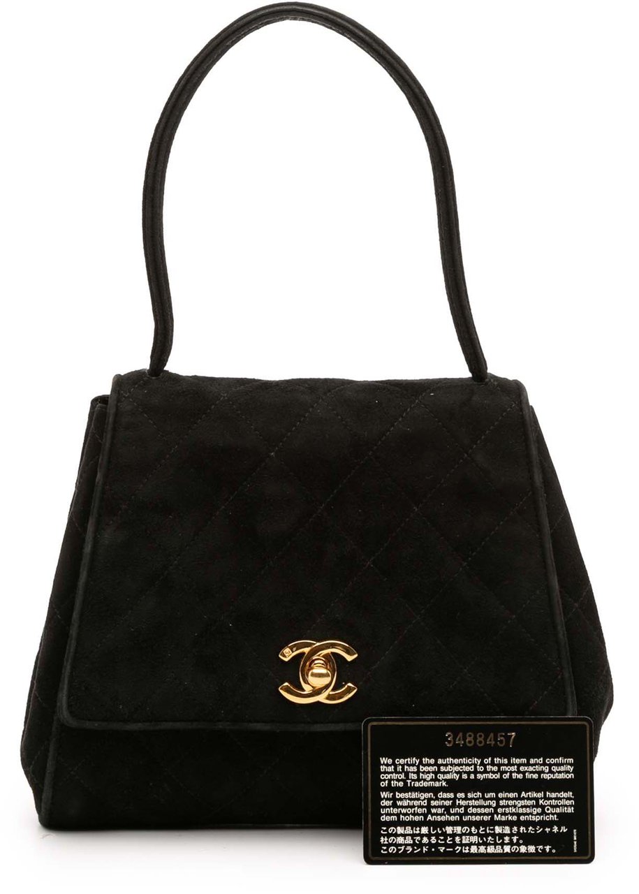 Chanel CC Quilted Velvet Flap Zwart