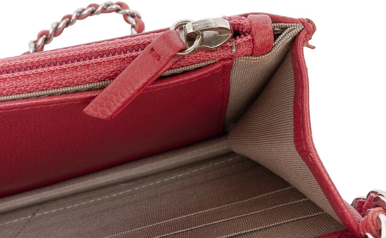 Chanel CC Caviar Sevruga Wallet On Chain Rood