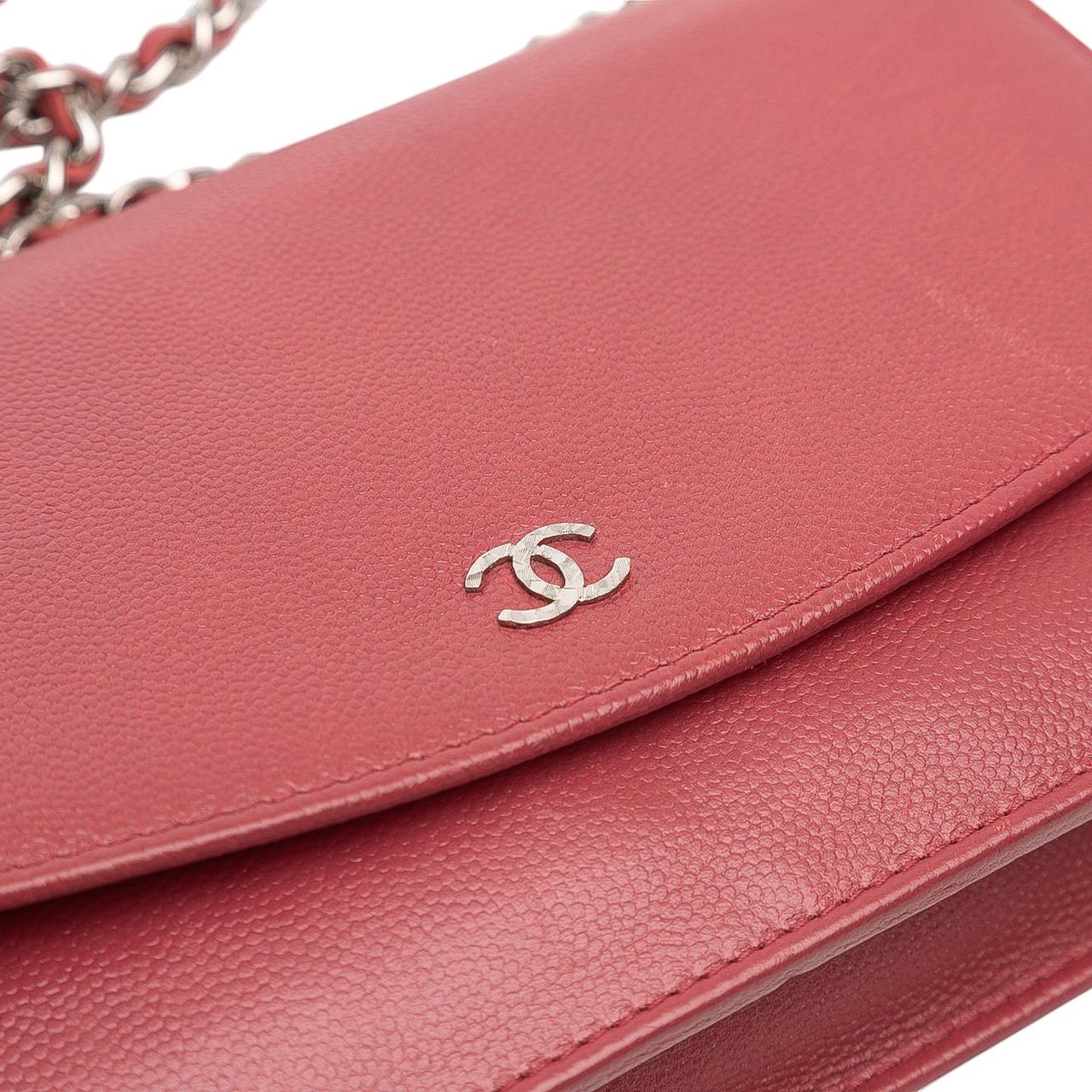 Chanel CC Caviar Sevruga Wallet On Chain Rood