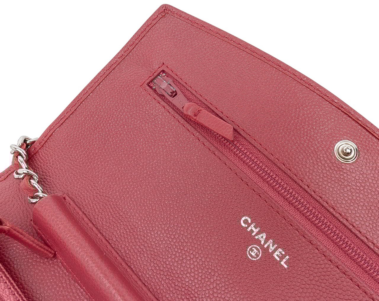 Chanel CC Caviar Sevruga Wallet On Chain Rood