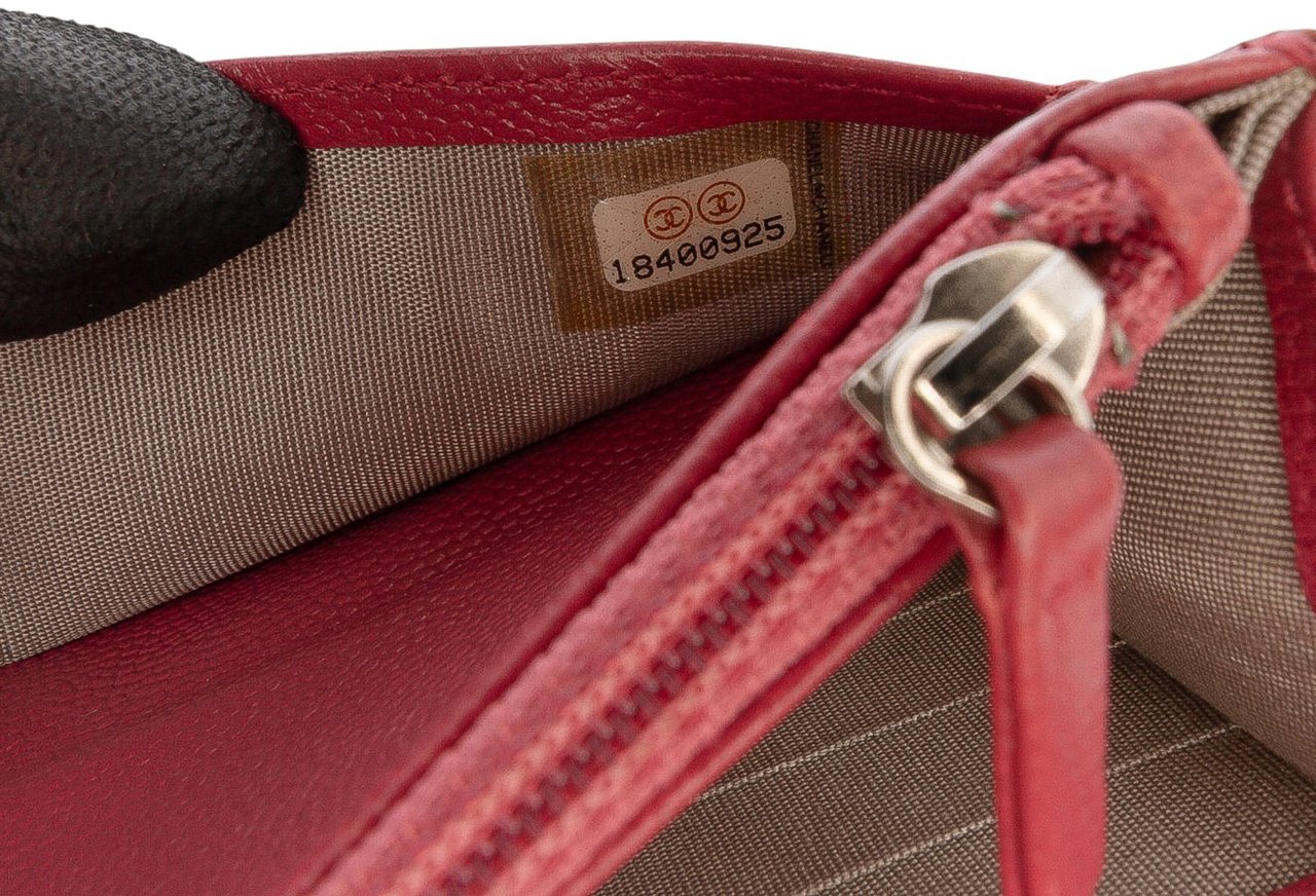 Chanel CC Caviar Sevruga Wallet On Chain Rood