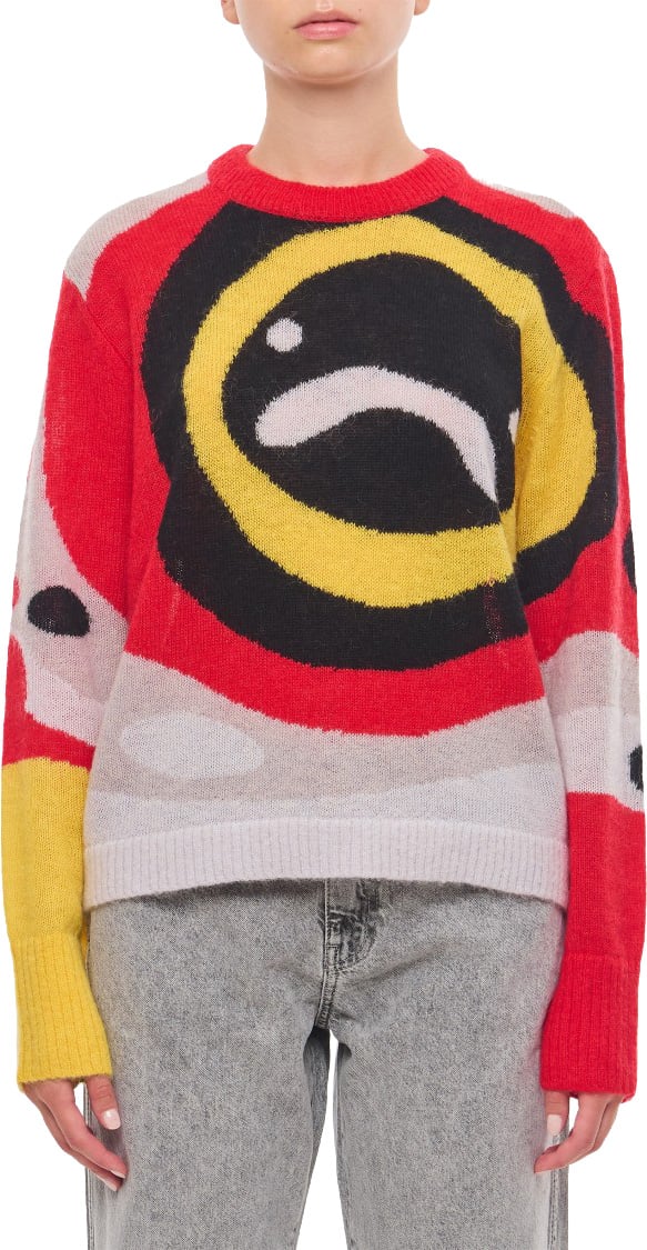 Charles Jeffrey Loverboy Abstract Print Jumper With Crew Neckline And Ribbed Cuffs Rood