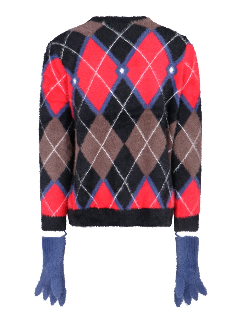 Charles Jeffrey Loverboy Fluffy Gloves Sweater In Multicolor Nylon Diamond Pattern Divers