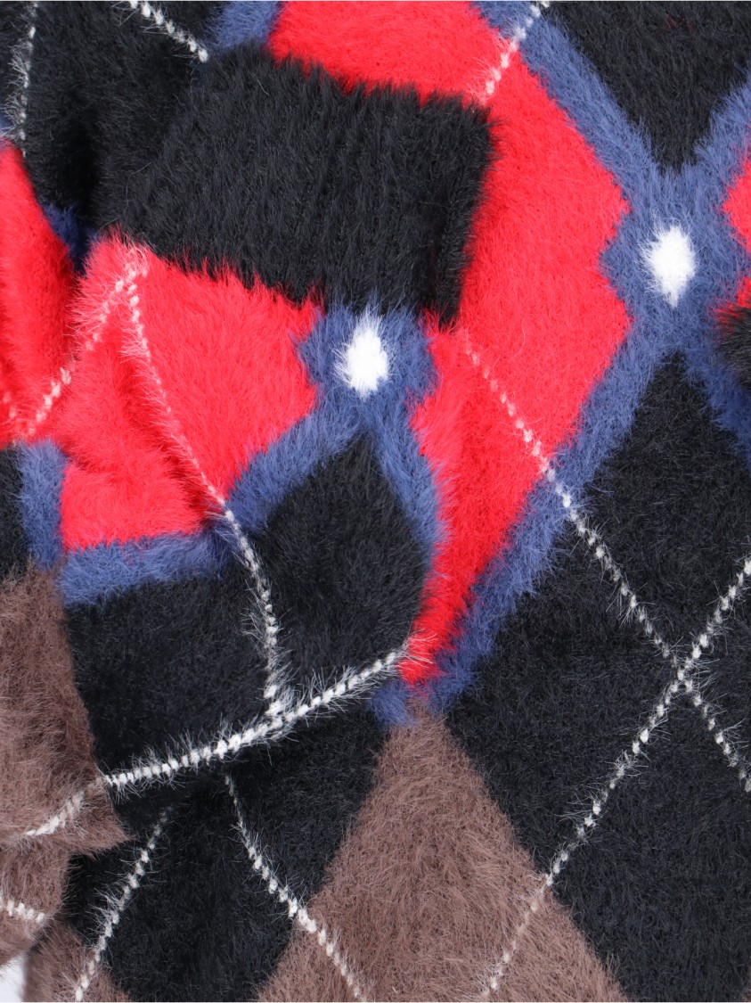 Charles Jeffrey Loverboy Fluffy Gloves Sweater In Multicolor Nylon Diamond Pattern Divers
