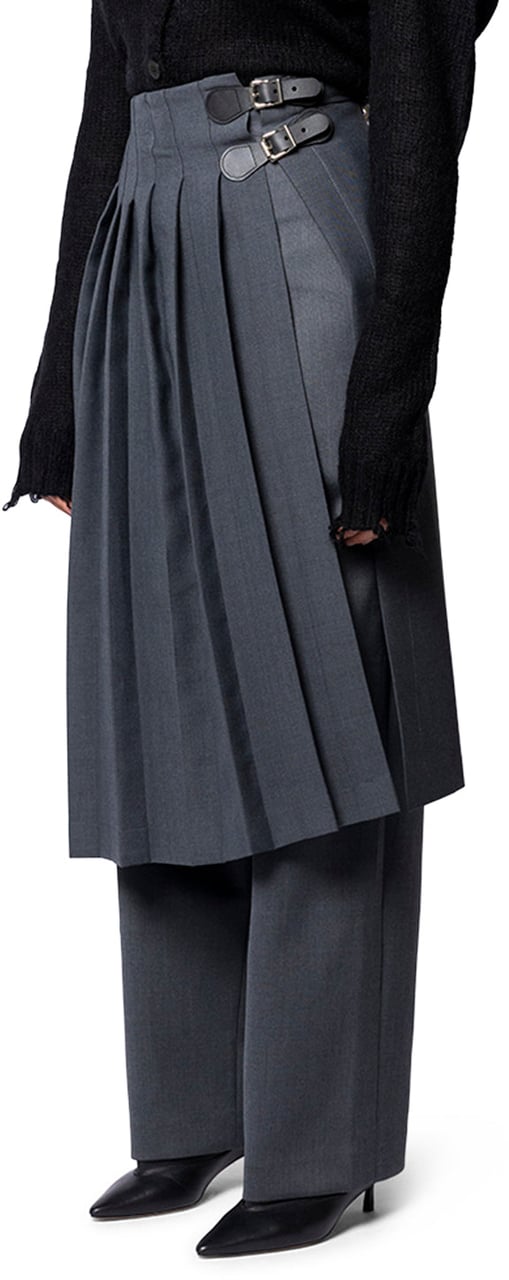 Charles Jeffrey Loverboy LONG WIDE LEG SKOUSER WAISTED GREY Grijs