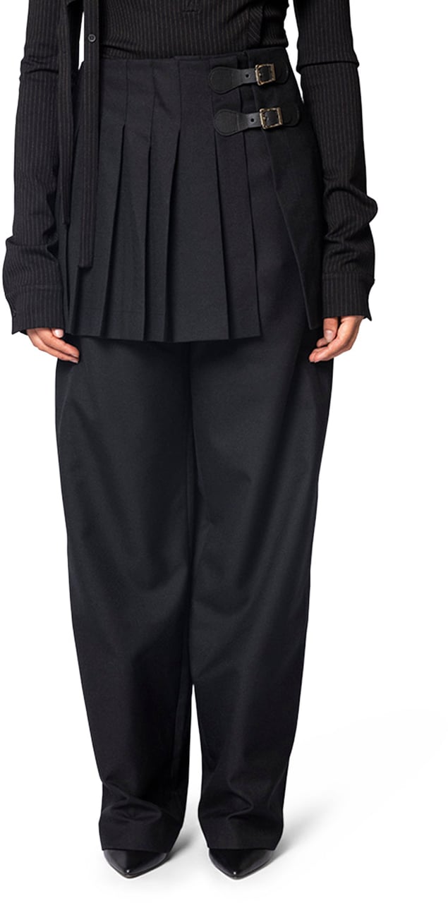 Charles Jeffrey Loverboy MINI WIDE LEG SKOUSER WAISTED BLACK Zwart