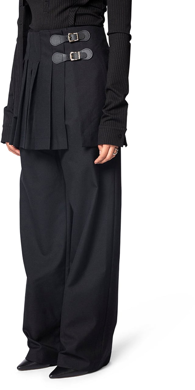 Charles Jeffrey Loverboy MINI WIDE LEG SKOUSER WAISTED BLACK Zwart