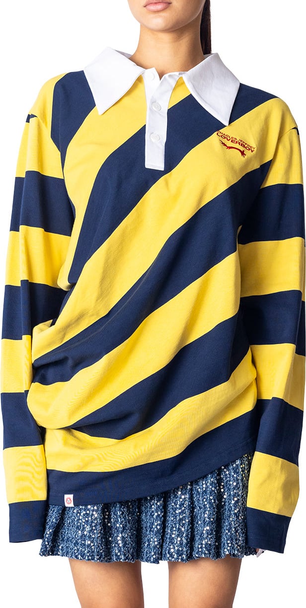 Charles Jeffrey Loverboy TOPSY TURVY POLO YELLOW NAVY Divers