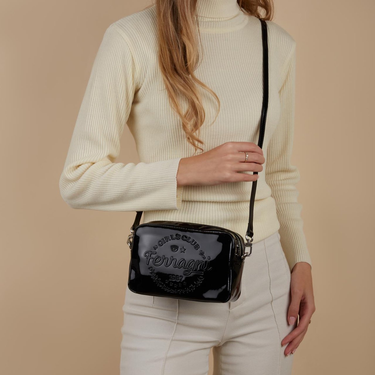 Chiara Ferragni Kunstleer Crossbody Tas Zwart