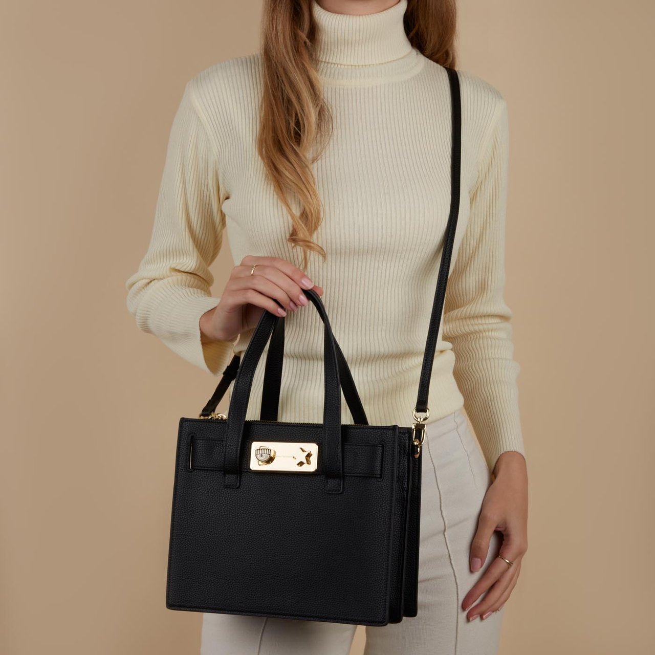 Chiara Ferragni Eye Star Kunstleer Handtas Zwart