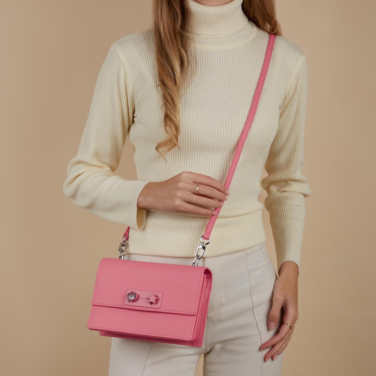 Chiara Ferragni Eye Star Kunstleer Crossbody Tas Roze