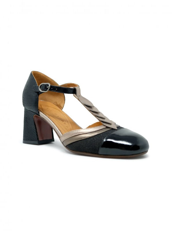 Chie Mihara CHIE MIHARA BLACK BRONZE PATENT/LEATHER FILLY SHOES Zwart
