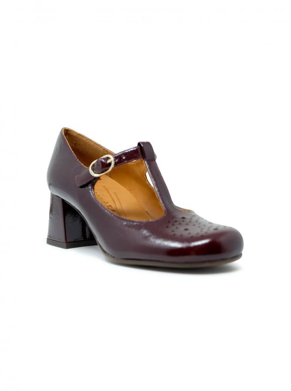 Chie Mihara CHIE MIHARA BORDEAUX PATENT LEATHER MOKASI SHOES Rood