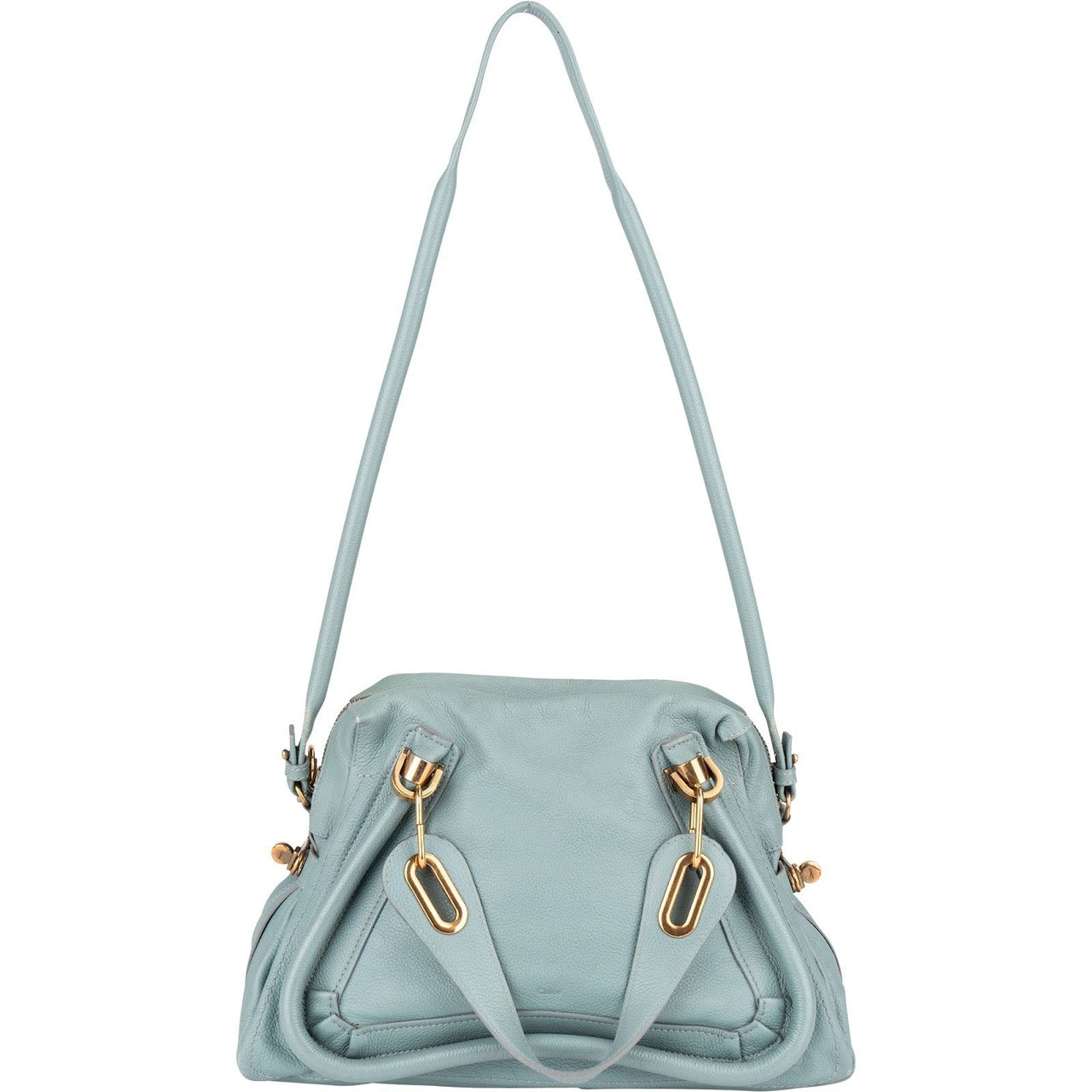 Chloé Chloé Blue Grained Leather Paraty  Handbag Lichtblauw