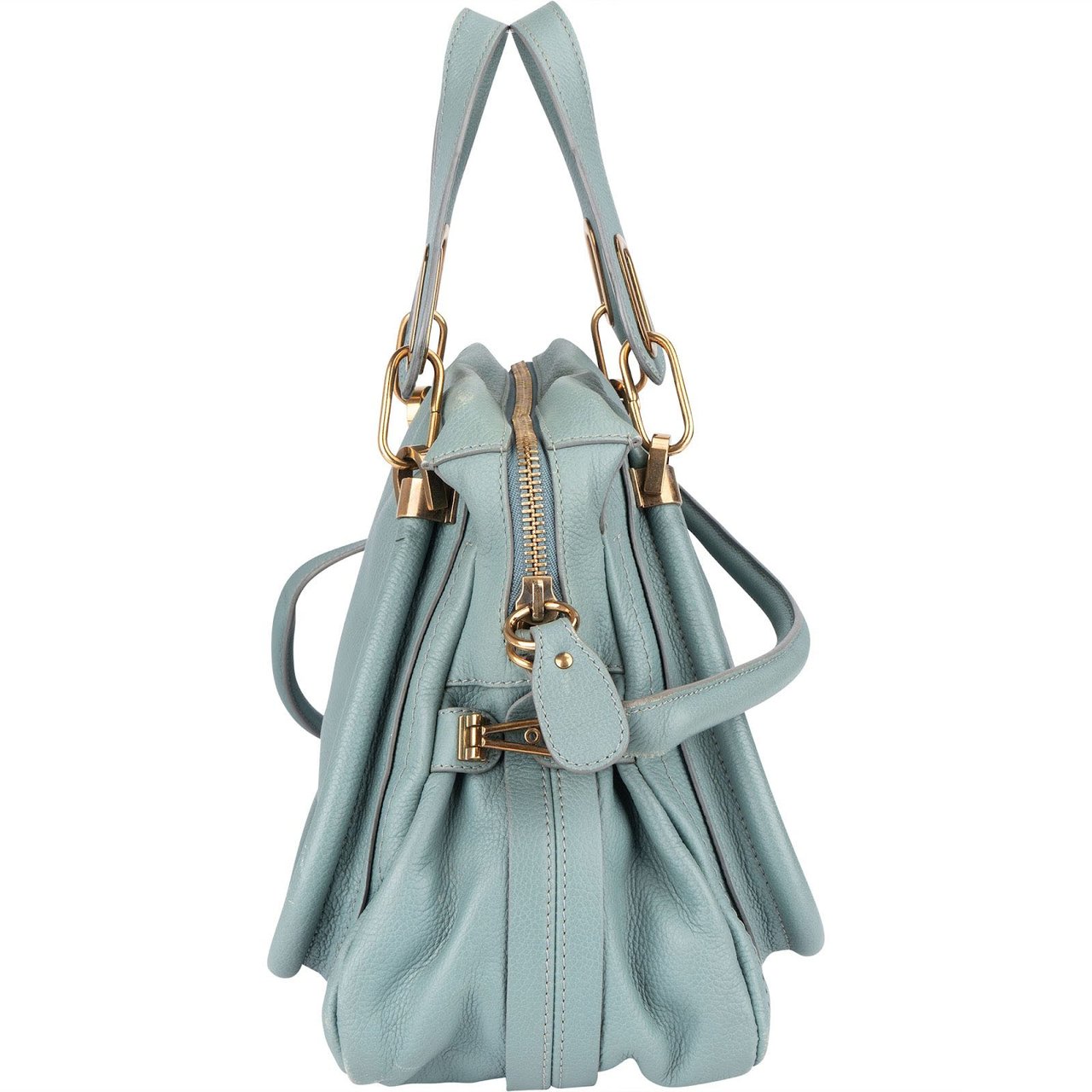 Chloé Chloé Blue Grained Leather Paraty  Handbag Lichtblauw