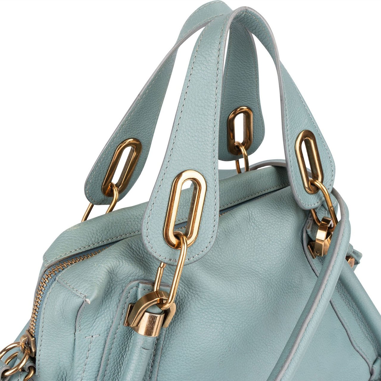 Chloé Chloé Blue Grained Leather Paraty  Handbag Lichtblauw