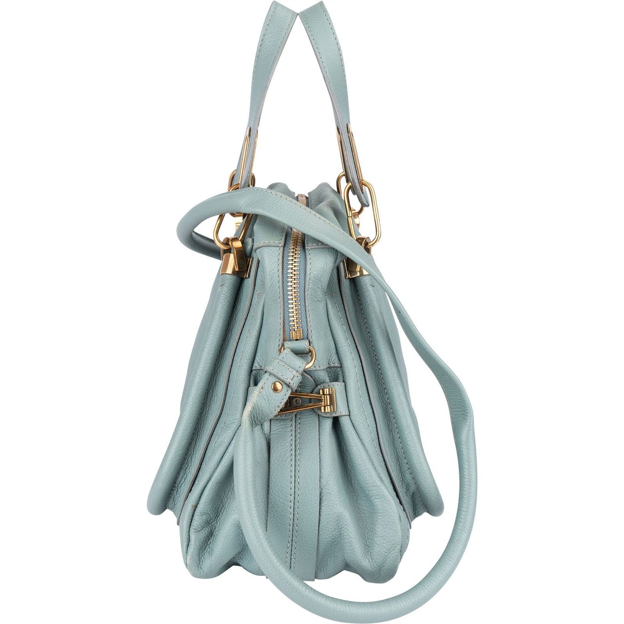 Chloé Chloé Blue Grained Leather Paraty  Handbag Lichtblauw