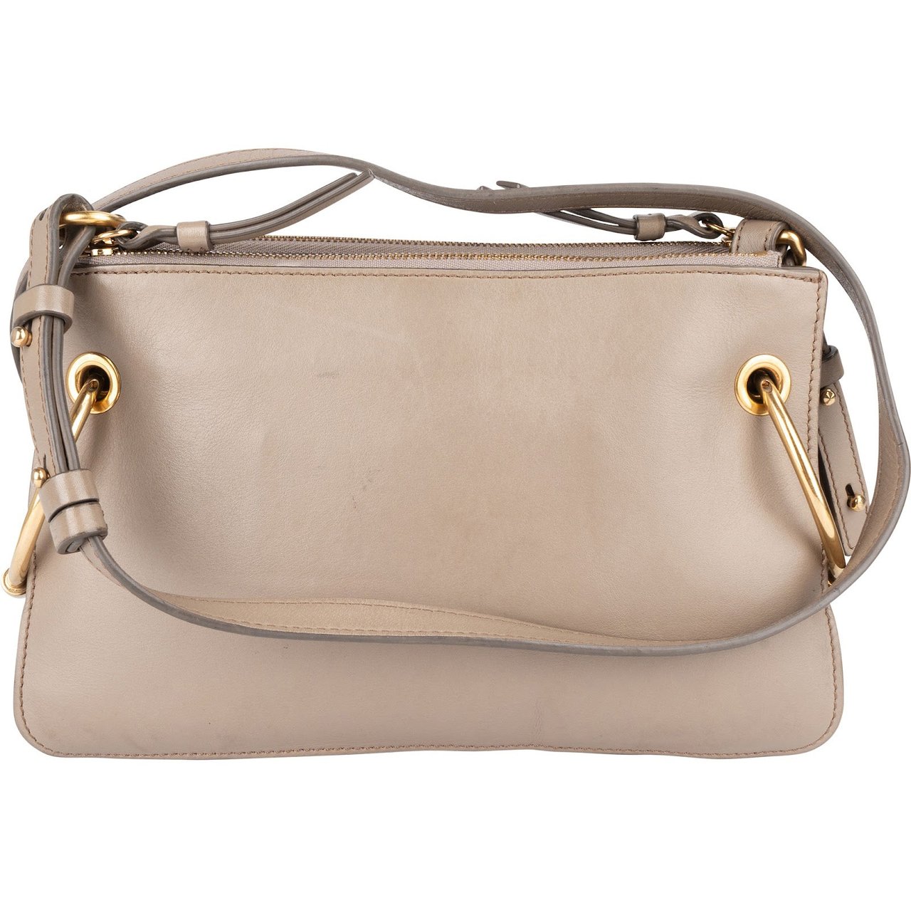 Chloé Chloé Leather and Suede Roy Crossbody Bag Donkergrijs