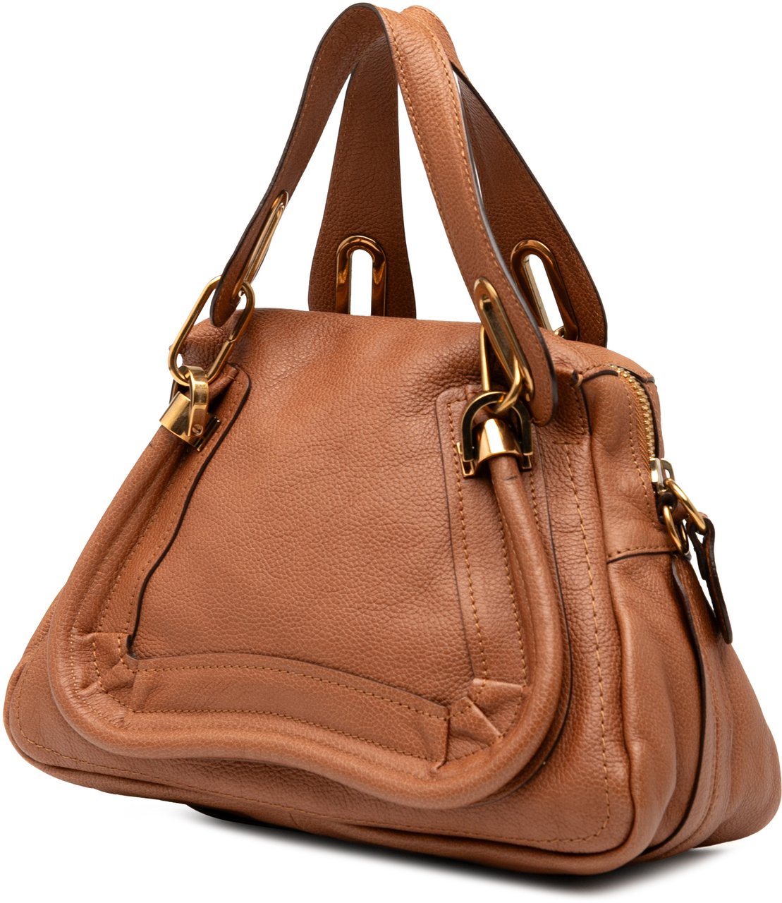 Chloé Small Pebbled Calfskin Paraty Satchel Bruin