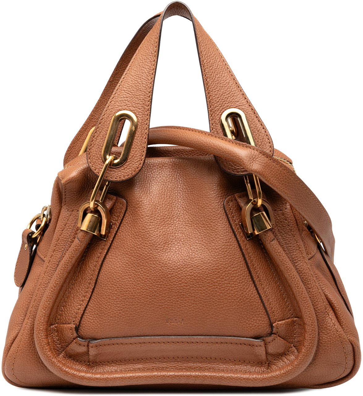 Chloé Small Pebbled Calfskin Paraty Satchel Bruin