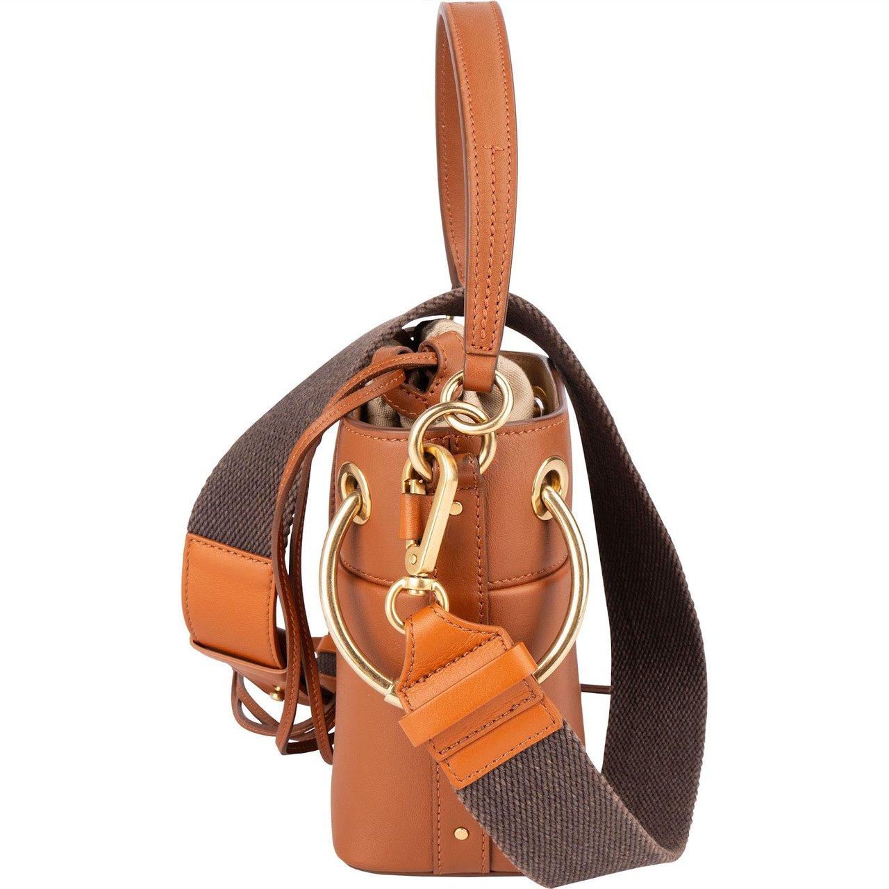 Chloé Chloé Leather Roy Mini Bucket Crossbody Handbag Bruin