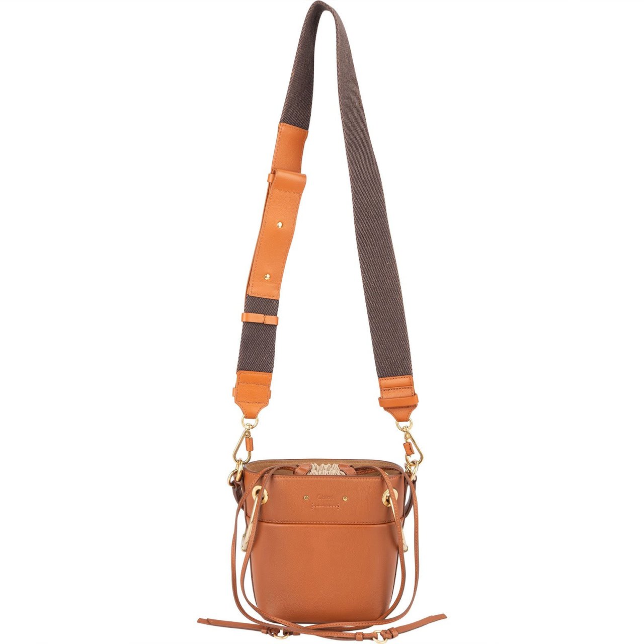 Chloé Chloé Leather Roy Mini Bucket Crossbody Handbag Bruin