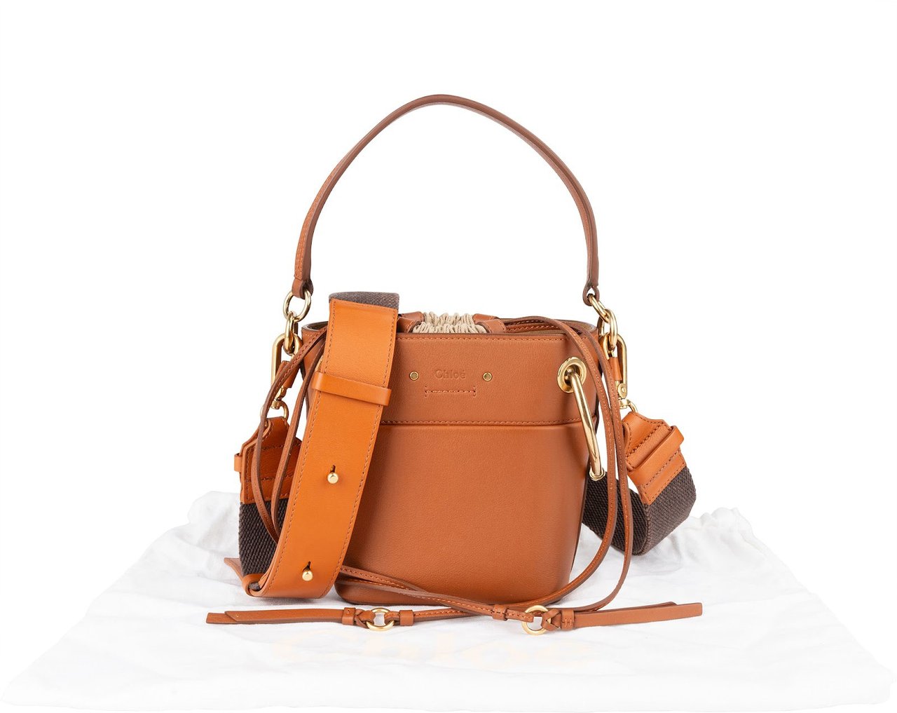 Chloé Leather Roy Mini Bucket Crossbody Handbag Bruin