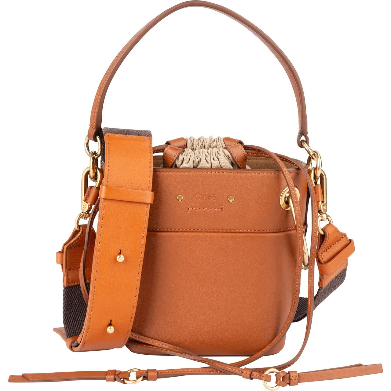 Chloé Leather Roy Mini Bucket Crossbody Handbag Bruin