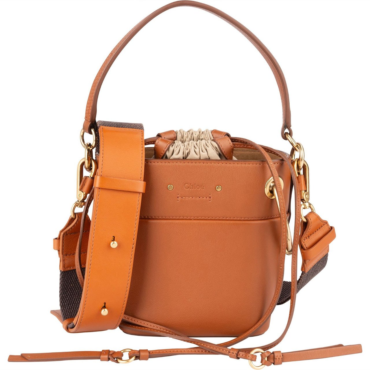 Chloé Chloé Leather Roy Mini Bucket Crossbody Handbag Bruin