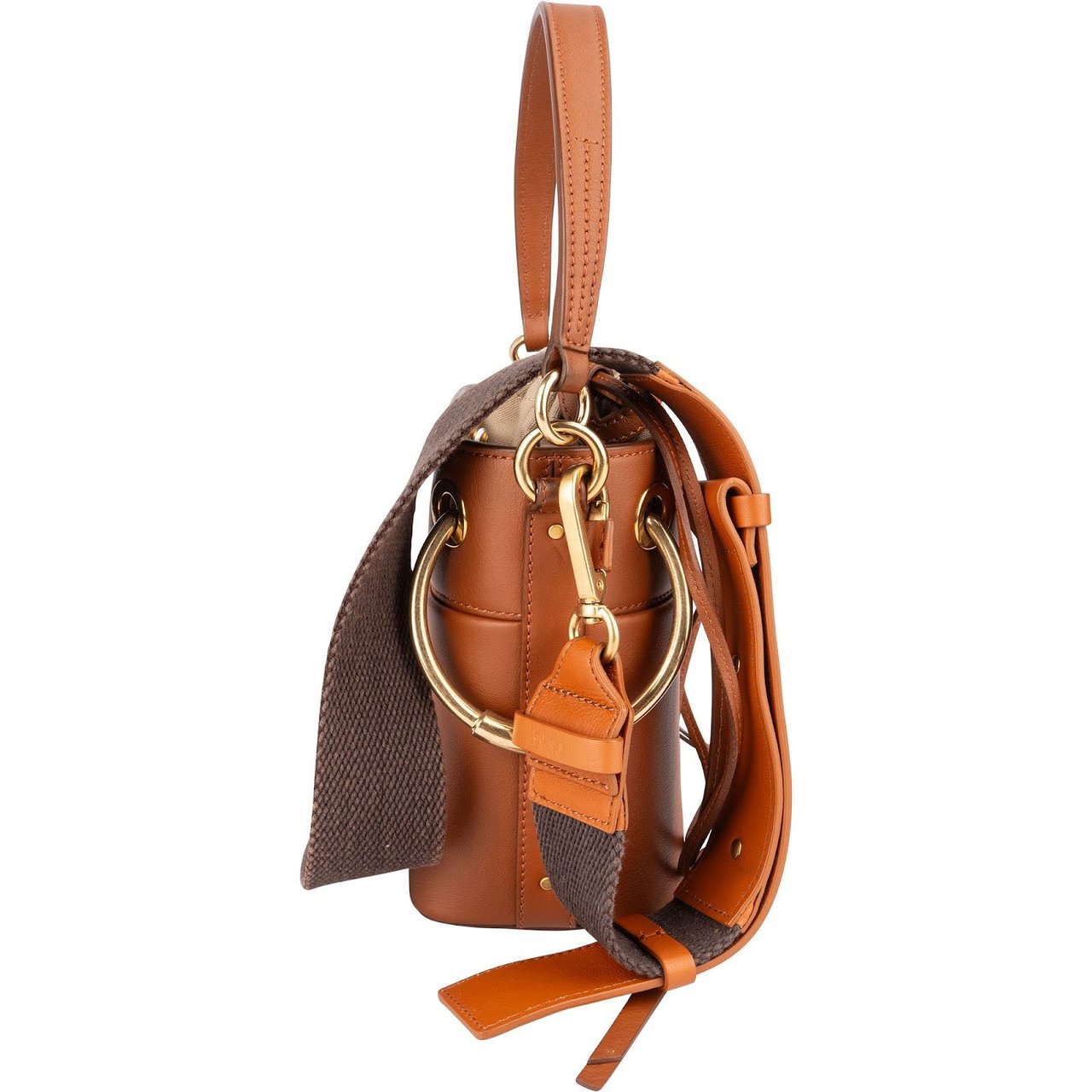 Chloé Chloé Leather Roy Mini Bucket Crossbody Handbag Bruin