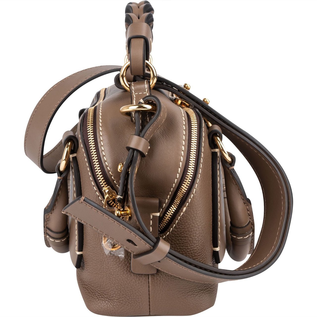 Chloé Chloé Brown Grained Leather Daria Small Crossbody Handbag Taupe