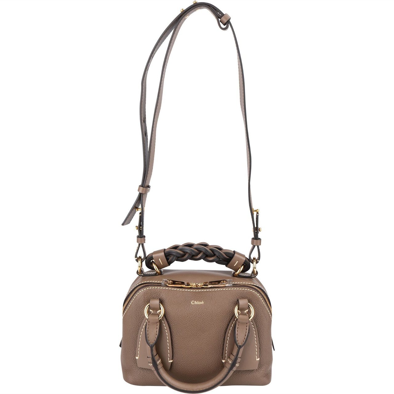 Chloé Chloé Brown Grained Leather Daria Small Crossbody Handbag Taupe