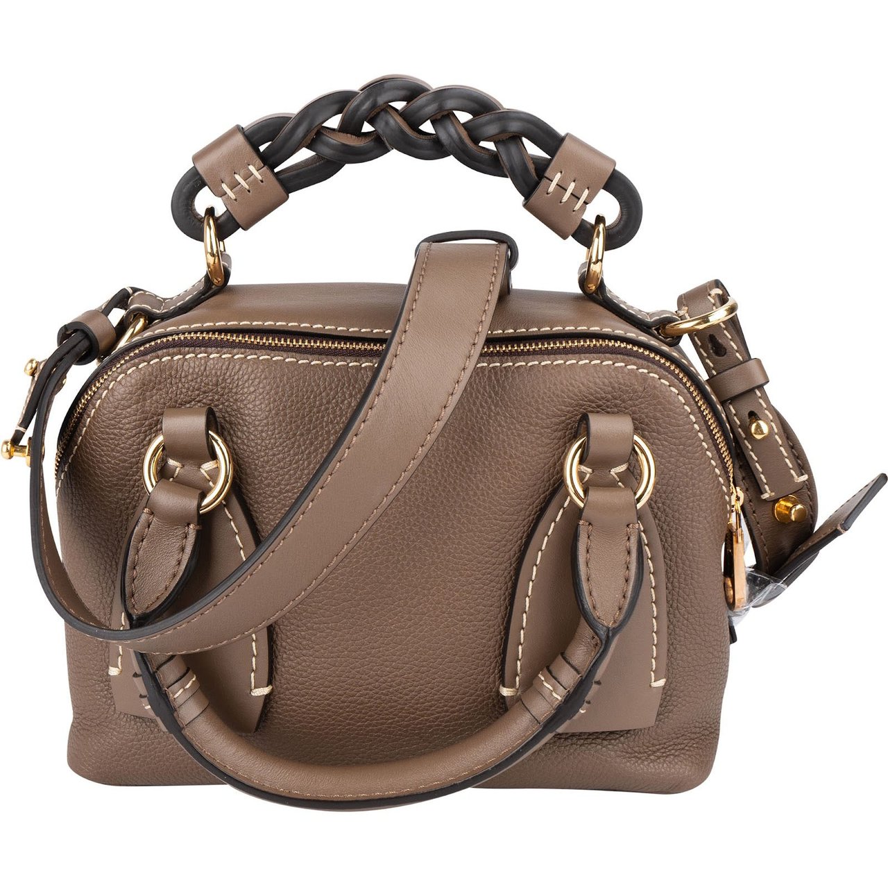 Chloé Chloé Brown Grained Leather Daria Small Crossbody Handbag Taupe