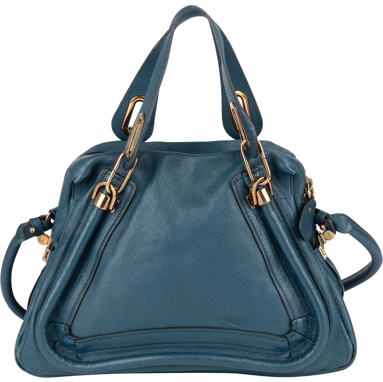 Chloé Chloé Bleu Grained Leather Paraty Shoulder Bag Blauw