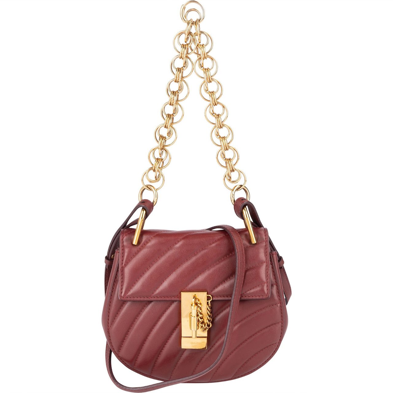 Chloé Quilted Leather Drew Bijou Mini Crossbody Bag Rood