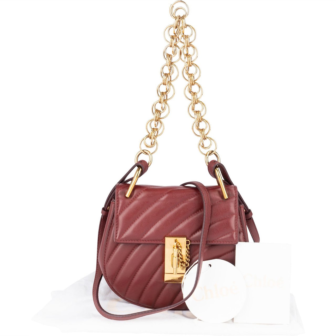 Chloé Quilted Leather Drew Bijou Mini Crossbody Bag Rood