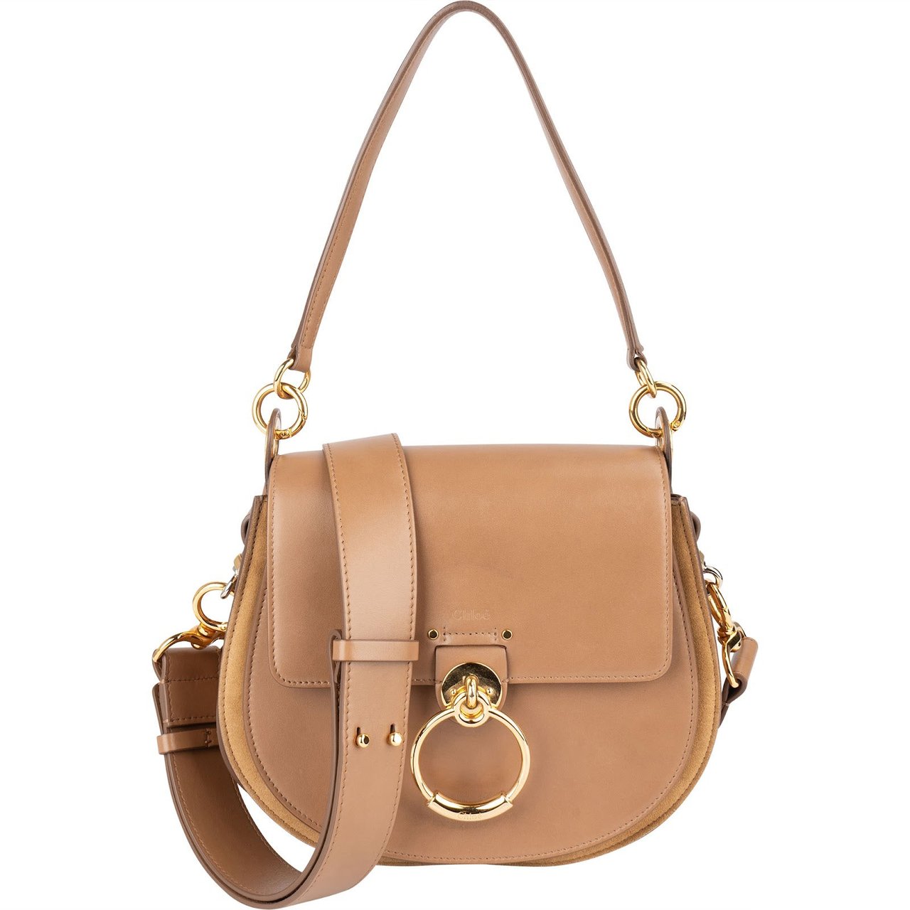 Chloé Calfskin Tess Crossbody Bag Bruin