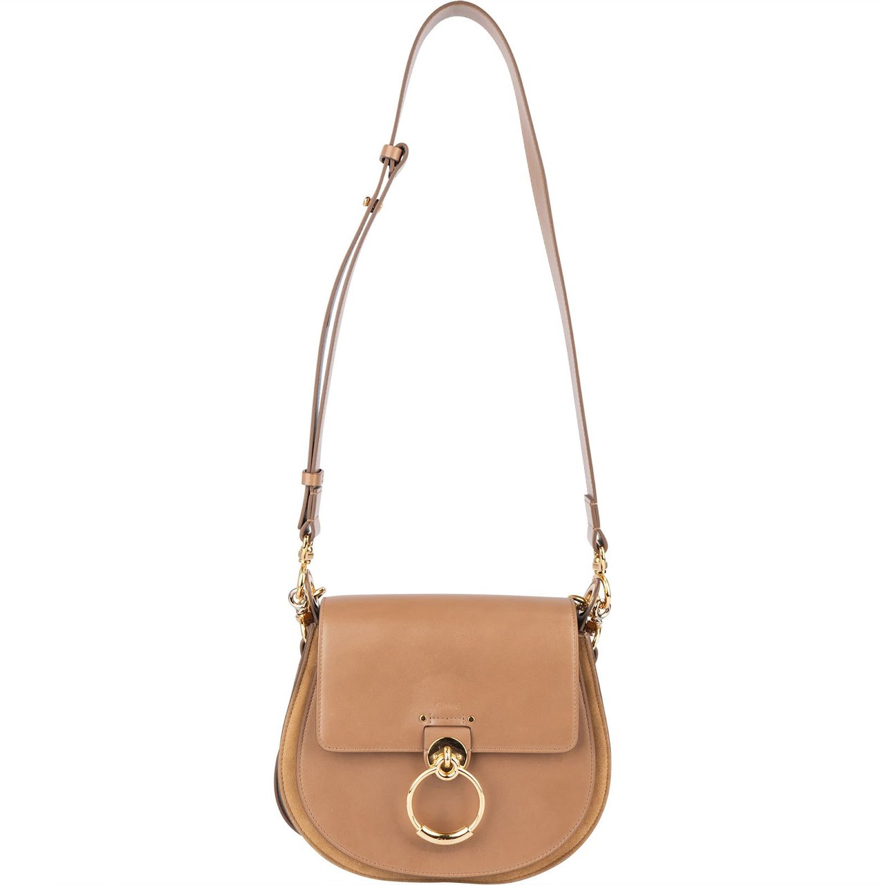 Chloé Calfskin Tess Crossbody Bag Bruin