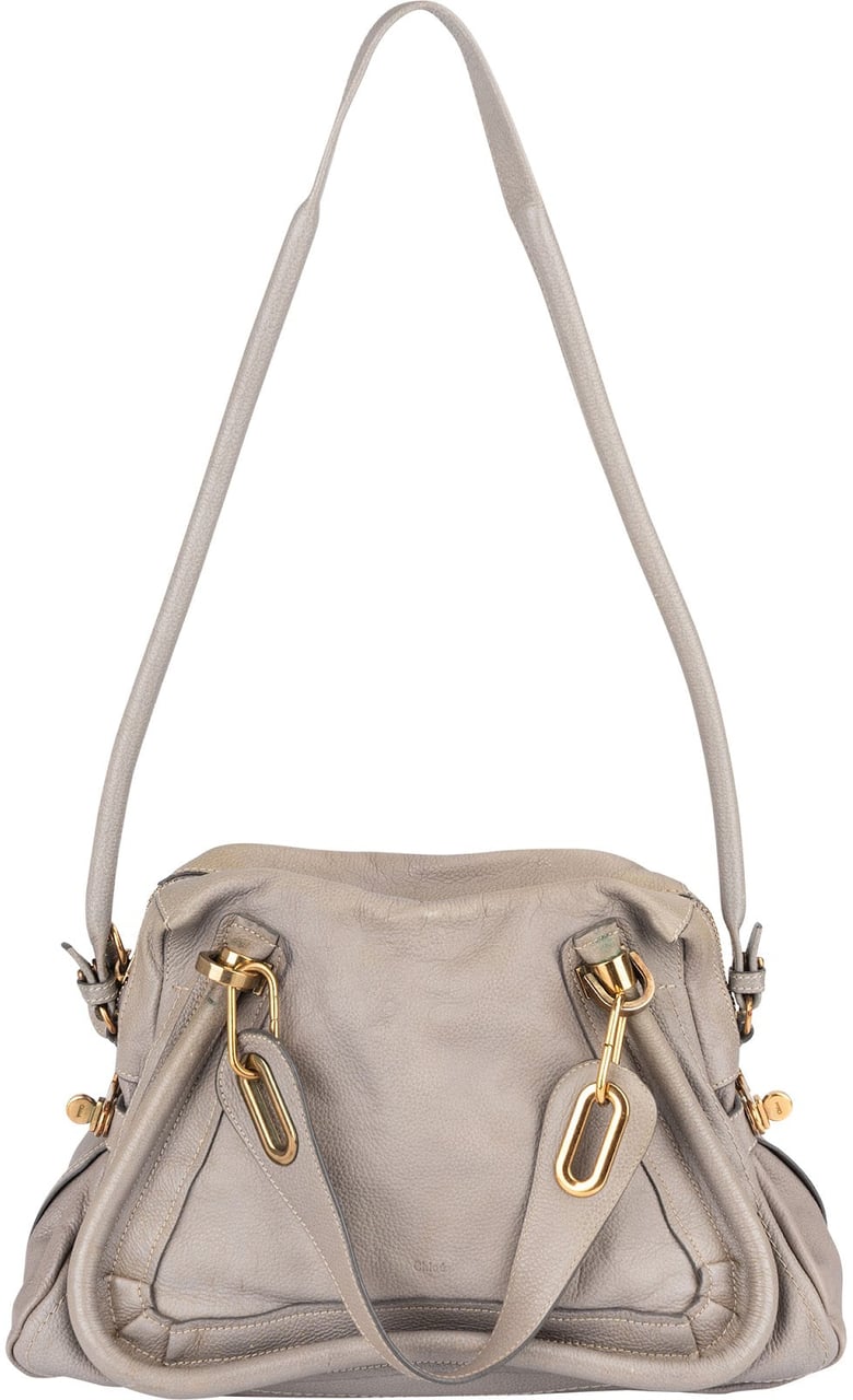 Chloé Chloé Grey Grained Leather Paraty Shoulder Bag Divers