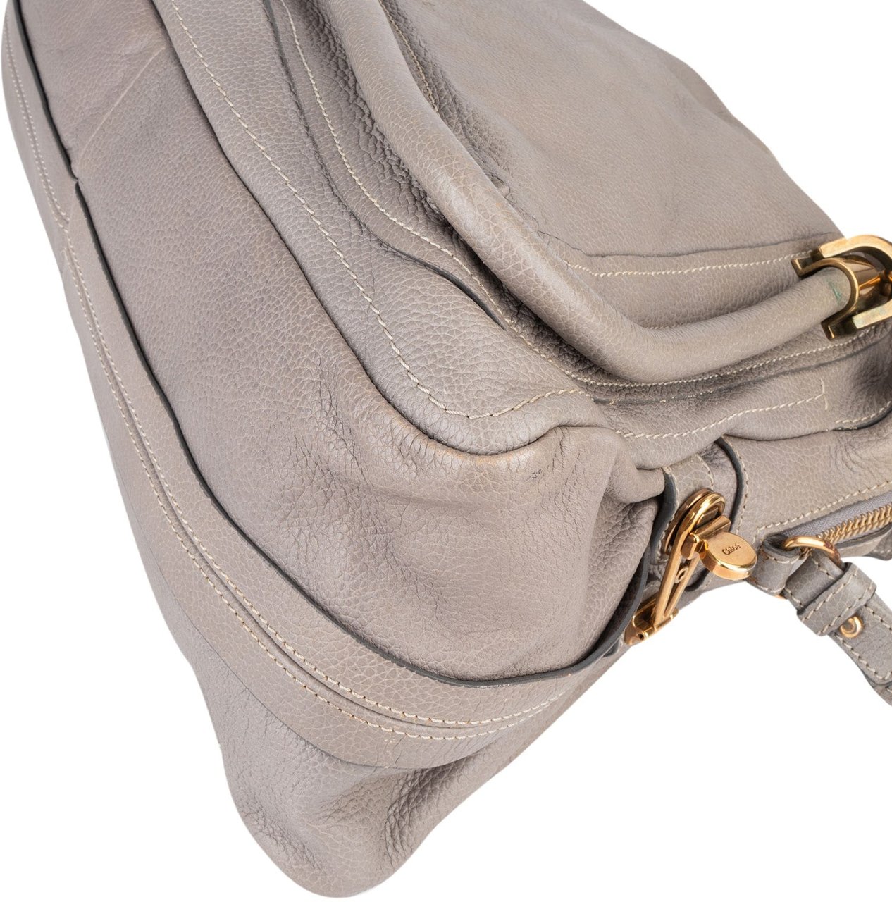 Chloé Chloé Grey Grained Leather Paraty Shoulder Bag Divers