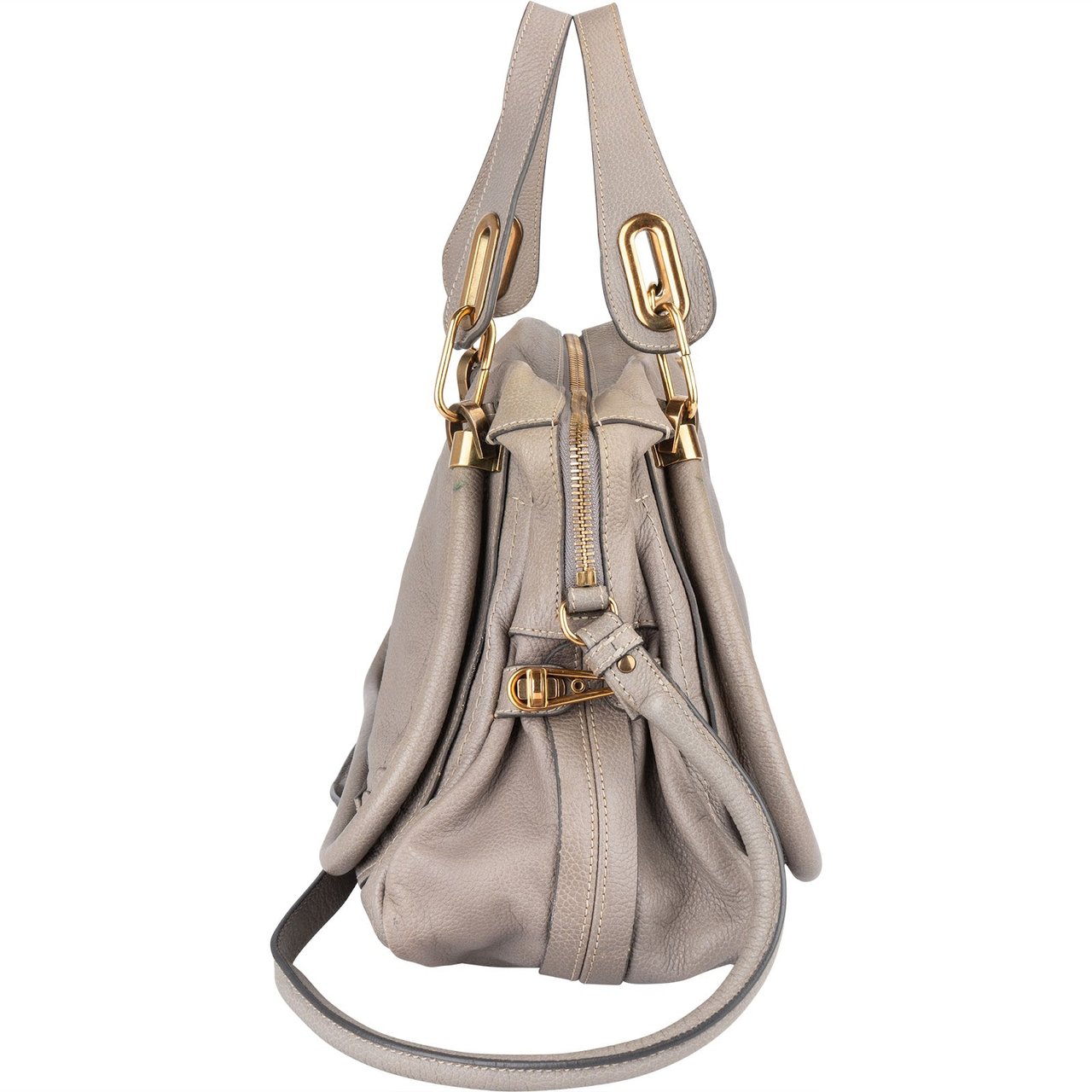 Chloé Chloé Grey Grained Leather Paraty Shoulder Bag Divers