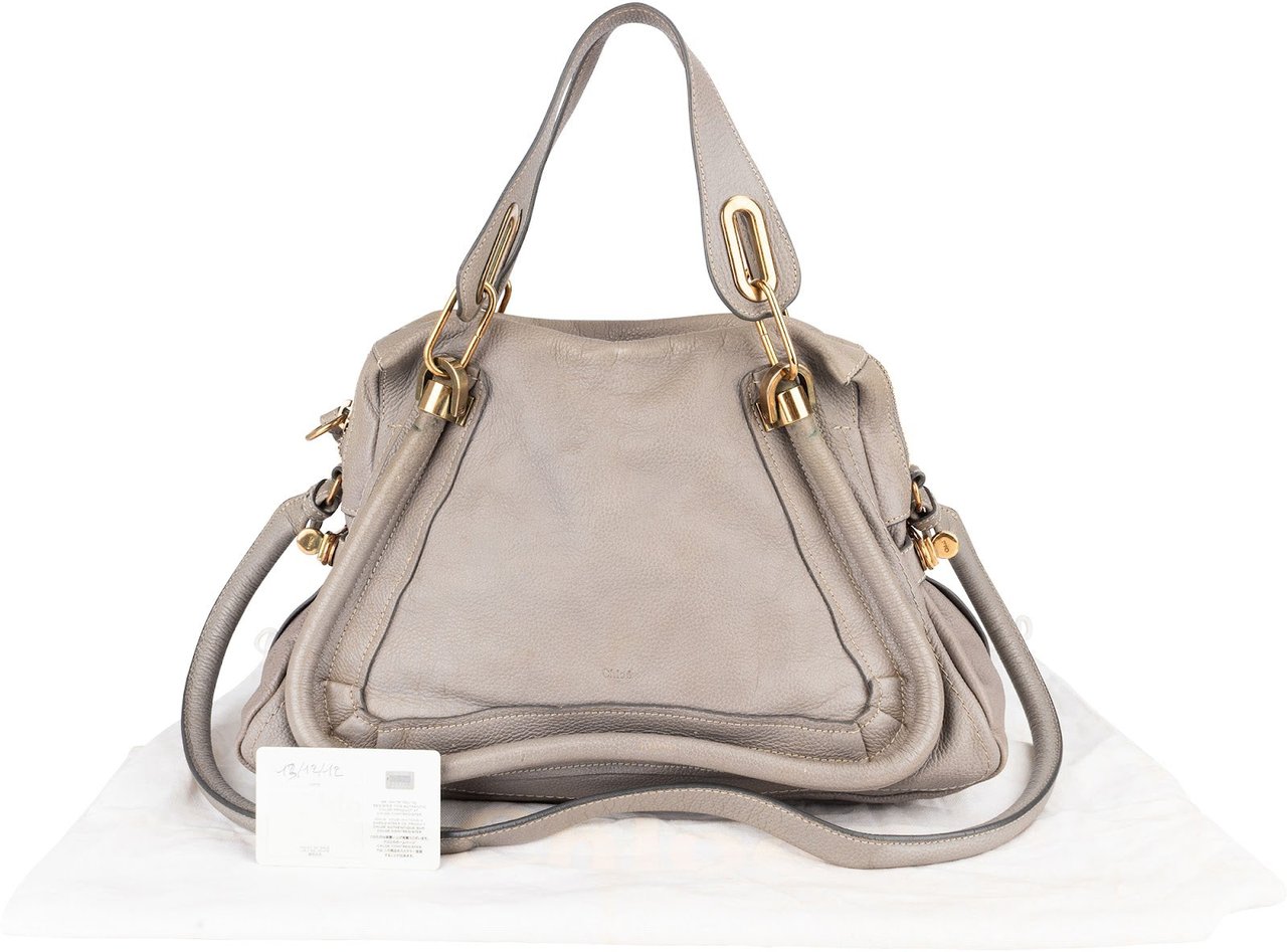 Chloé Chloé Grey Grained Leather Paraty Shoulder Bag Divers