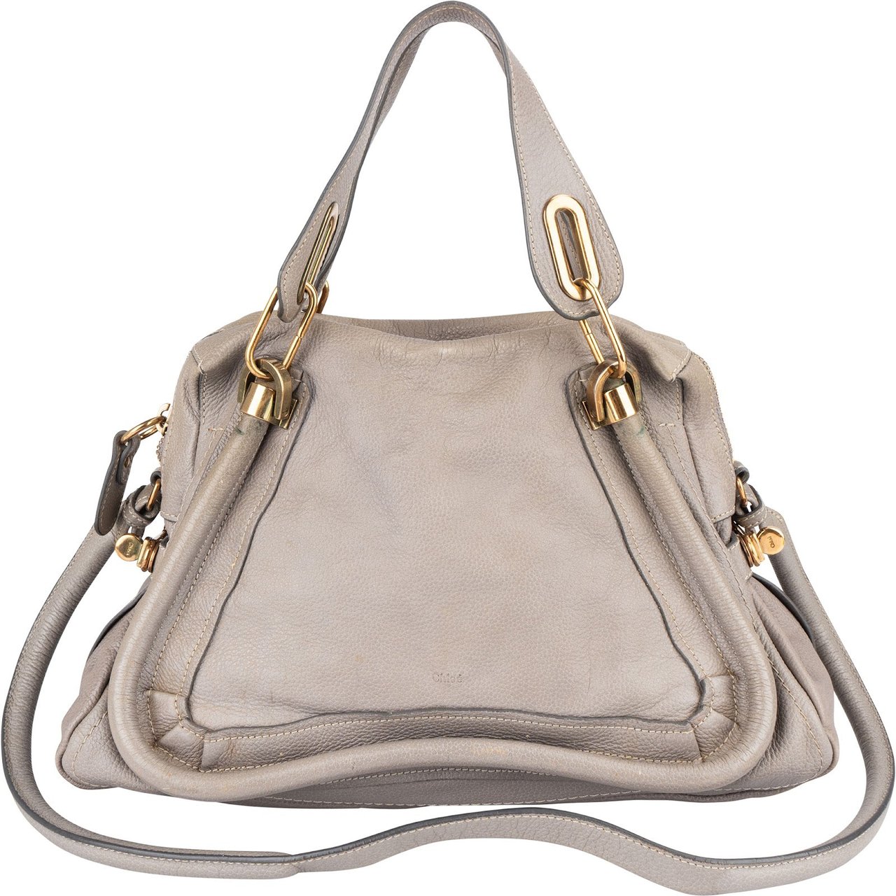 Chloé Chloé Grey Grained Leather Paraty Shoulder Bag Divers