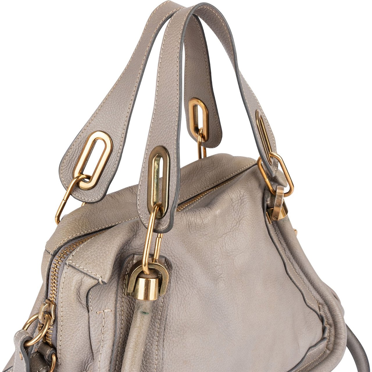 Chloé Chloé Grey Grained Leather Paraty Shoulder Bag Divers