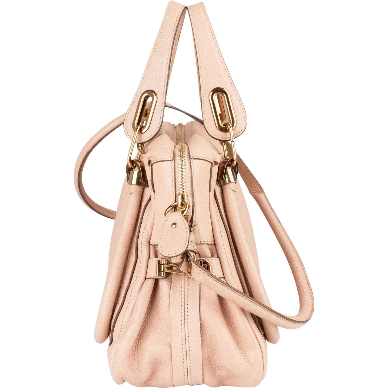 Chloé Chloé Pink Grained Leather Paraty Shoulder Bag Rood