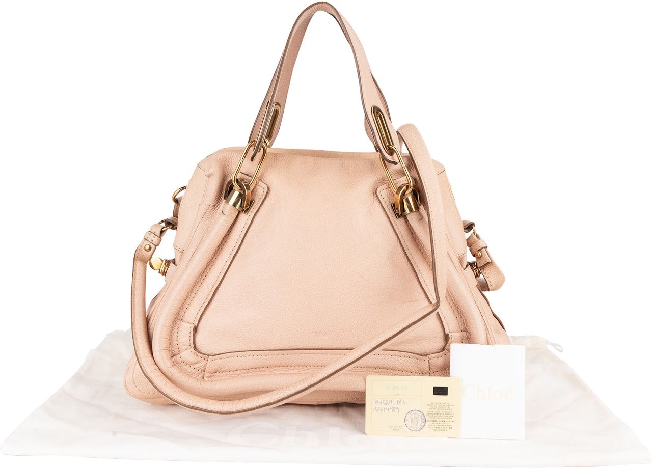 Chloé Chloé Pink Grained Leather Paraty Shoulder Bag Rood